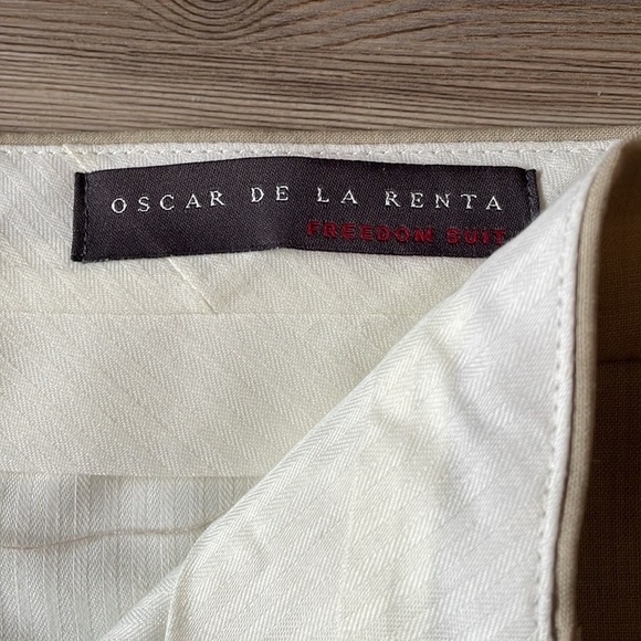 Oscar De La Renta Freedom suit pants Tan Pleated Cuffed Lightweight Mens 35 X 32 - Picture 3 of 11